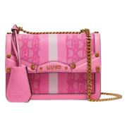 Denim Jacquard Fuchsia Crossbody Taske