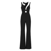 Sort Ærmeløs Jumpsuit med Kontrast Patch