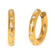 Joy Waterproof Clear CZ 20mm Huggie Earring 18K Gold Plating