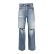 Blå Straight Jeans Casual Stil