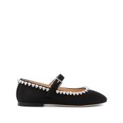 Audrey Krystalbesat Sort Ballerina Flats