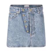 Crinkle Denim Mini Nederdel