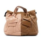 To-farvet Midi Shopper i Pink/Tobak