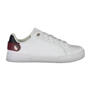 Hvid Polyester Sneaker med Kontrastdetaljer