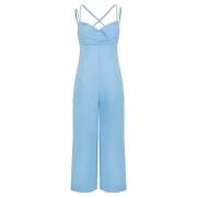 Jumpsuit i linnedblanding i Lyseblå Linen Blend Jumpsuit in Light Blue