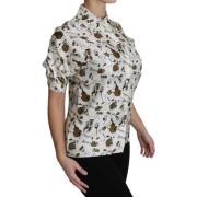 Luksus Silke Musikinstrument Print Polo Top