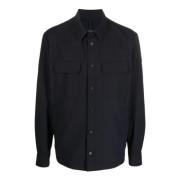 Flap Pockets Shirt Jacket Navy