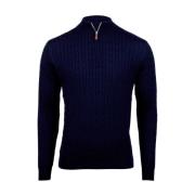 Half Zip cable merino wool Navy