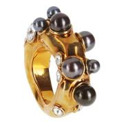 Perle Rhinestone Guld Metalring