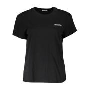 Sort Broderet Bomuld Crewneck T-Shirt