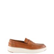 Brune Slip-On Loafers med Hvid Gummisål