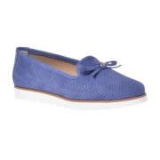 Ballerina pump in blue nubuck