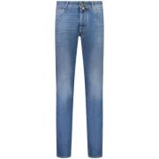 Italienske Denim Jeans med Ruskindspatch