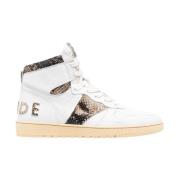 Vintage High-Top Snake Print Læder Sneakers