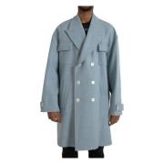 Lysblå Dobbeltbrystet Trenchcoat