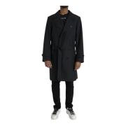 Sort Lang Trench Coat Jakke