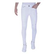 Vita Slim Fit Herre Jeans Med Revner -1090