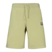 Beige Bomuldsshorts med Broderet Patch