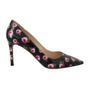 Sort Blomstret Hæle Pumps