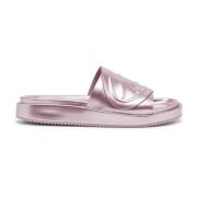 Metallic slide sandaler med Oval D rem