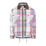 Multifarvet Plaid Polstret Blouson Jakke