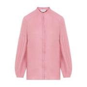 Pink Linen Blouse Korean Collar