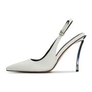 Metallic Stiletto Heel Pumps - Hvid