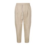 Beige Cropped Plisserede Bukser