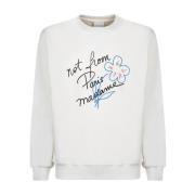 Hvid Sweatshirt Slogan Print Fransk Terry