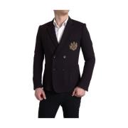 Sort Logo Broderi Dobbelt Brystet Blazer