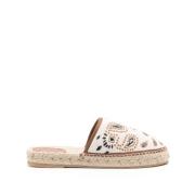 Beige Strik Espadrille Muldyr Kvinder