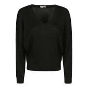 Ribbet V-hals Sweater