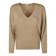 Ribbet V-hals Sweater