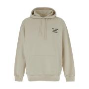 Beige Hoodie med Logo Print