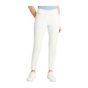 Slim Cropped Trousers i Milk-White