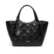 Sort Diamant Quiltet Logo Charme Taske