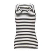 Stribet tanktop T-shirt Whisper White/Marine Blue