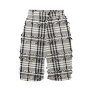 Frynse Tjekkede Shorts Unisex Stil