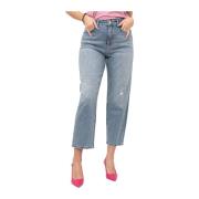 Straight Leg Jeans med Rhinestone Detaljer