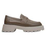 Kvinders Brun Læder Chunky Platform Loafers ER00113302