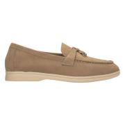 Beige Tassel Loafers i Nubuck