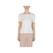 Kortprint T-shirt Beige