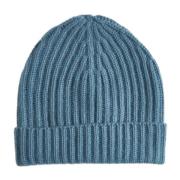 Ribbet Cashmere Beanie i Aqua Grøn