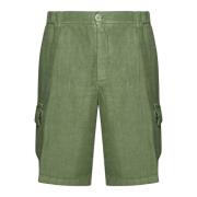 Grøn Linned Cargo Shorts