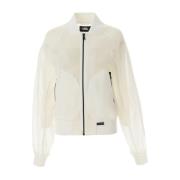 Hvid Mesh Bomber Jakke