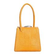 Vintage Lizard-Embossed Leather Handbag