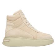 Beige Suede High-top Vintersneakers