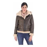 Brun Shearling Bomber Jakke