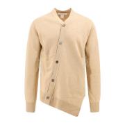 Beige Strikvarer V-hals Uld Sweater