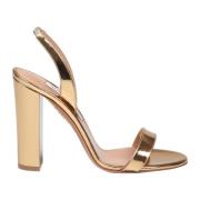 Guld Spejlet Læder Sandal Pumps